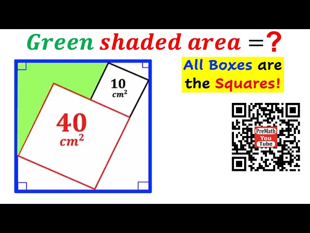 Can you find area of the Green shaded region? | (Squares) | #math #maths | #geometry
