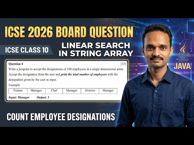 Linear Search in String Array (2026 Board) Java Array Programs | ICSE Class 10 Computer Applications