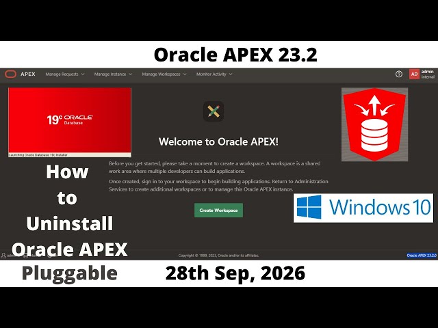 How to Uninstall Oracle APEX 23.2 | DB 19c Pluggable | Windows 10 | Omar Baig