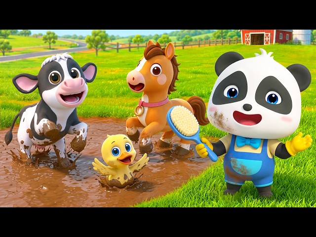 Farm Animals' Bath Time | Good Habits Song | Learn Animals | Nursery Rhymes & Kids Songs | BabyBus