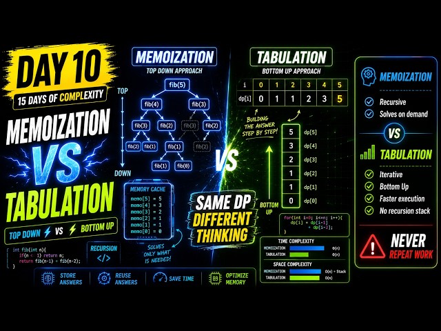 Memoization vs Tabulation ⚔️ | Day 10— 15 Days of Complexity | MK TechVerse