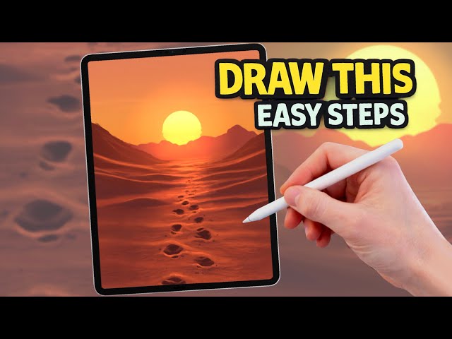 PROCREATE EASY Steps Landscape Drawing Tutorial - Desert Footsteps