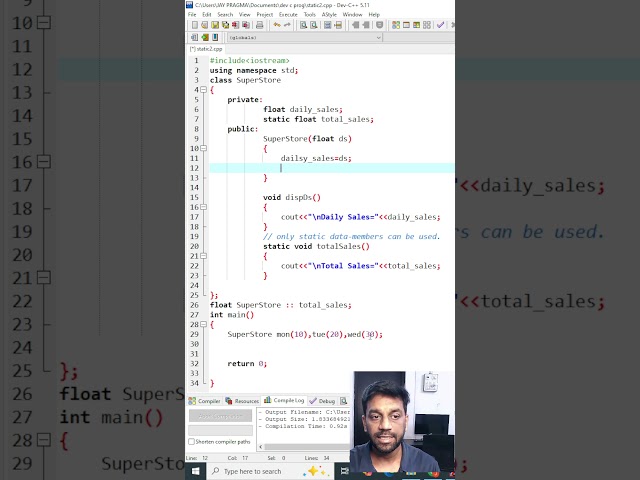 Understand Static Member Function in C++ | SuperStore Example Explained Clearly in English