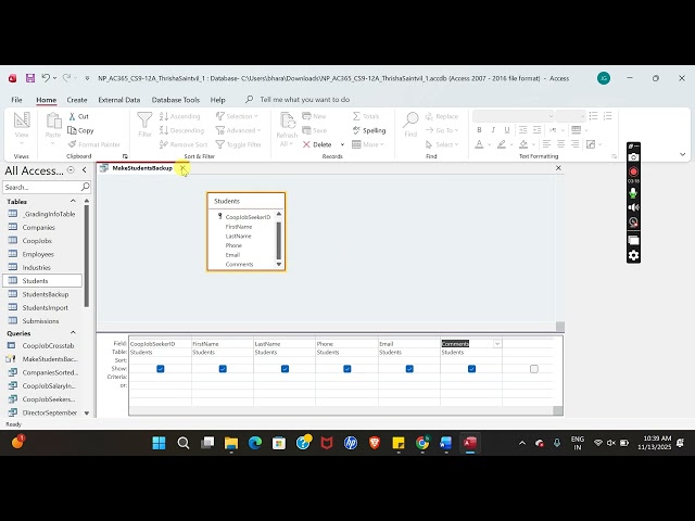New Perspectives Access 365 | Modules 9-12: SAM Capstone Project A | University of Waterloo