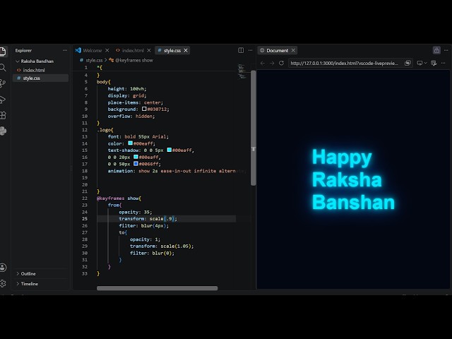 Happy Raksha Bandhan 🎀✨ | Neon Text Animation with HTML CSS | Coding