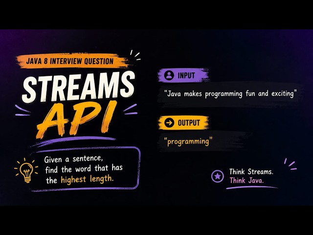 Java 8 Stream API Coding Question #1 | Longest Word in a Sentence 🚀 #java8