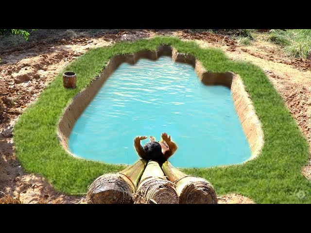 Creative Two Guy Building Mini Swimming Pool On House And Build Big Swimming Pool Near House
