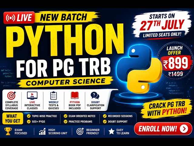 Python Live Batch for PG TRB Computer Science 2026 | Starts 27th July | Complete Syllabus