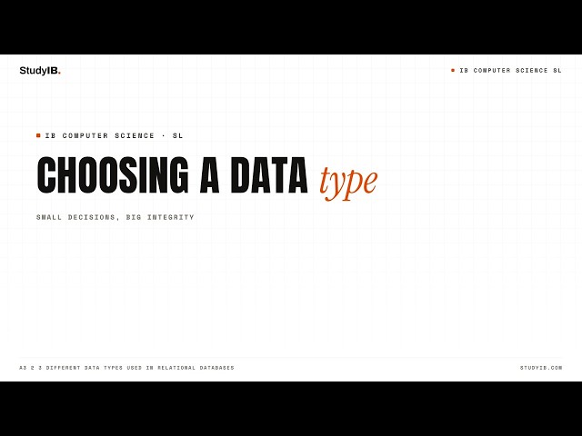 IB Computer Science SL 2027 A3.2.3 — Choosing Data Types