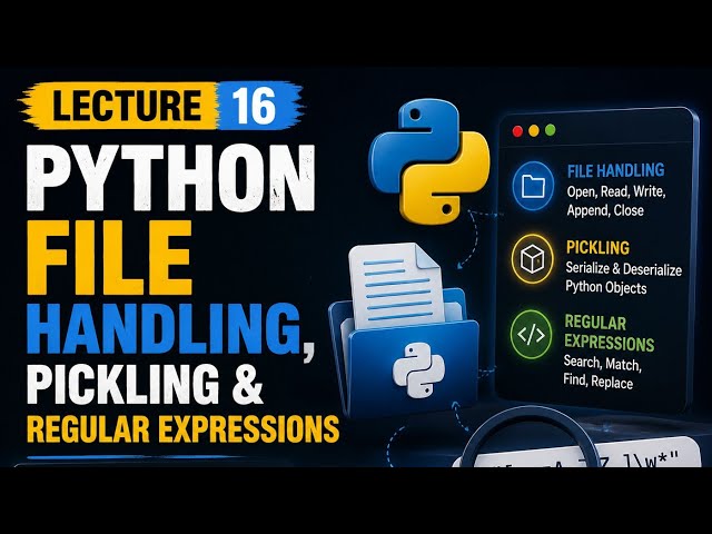 Advanced Python File Handling, Pickling & Regular Expressions (Regex) Explained | Python Lecture 16