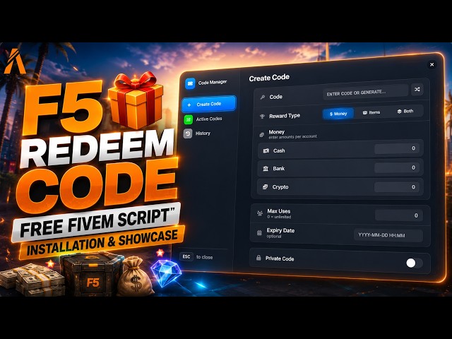Ultimate FiveM Redeem Code System | Free Script | Installation & Showcase