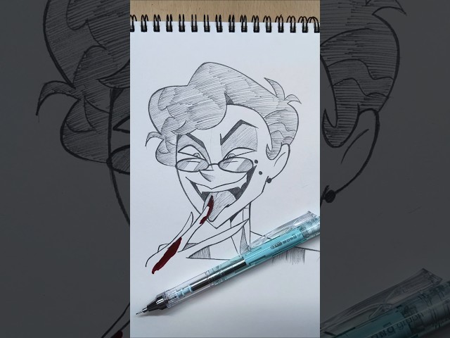 Alastor speed drawing #upsidedown #alastor #hazbinhotel #nostalgia