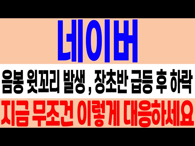 [네이버 주가 전망] 장 초반 급등 후 하락! 음봉 윗꼬리 발생! 지금 이렇게 대응하자! 네이버 스테이블코인! 네이버 주식 분석 #네이버 #네이버주가 #네이버주가전망