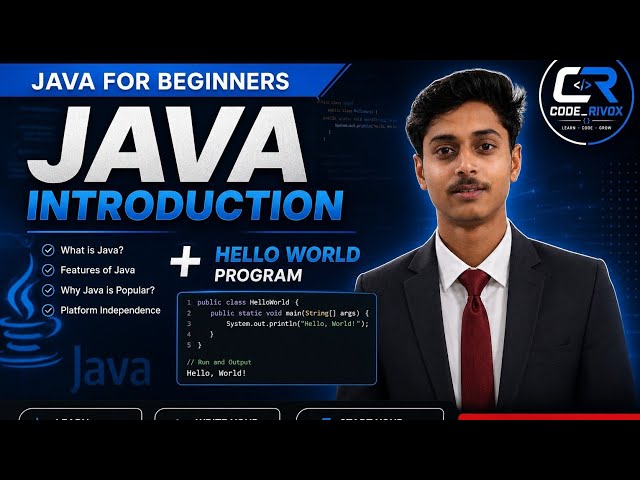 Java Tutorial for Beginners | Introduction + Hello World Program Java Your First Coding Step 