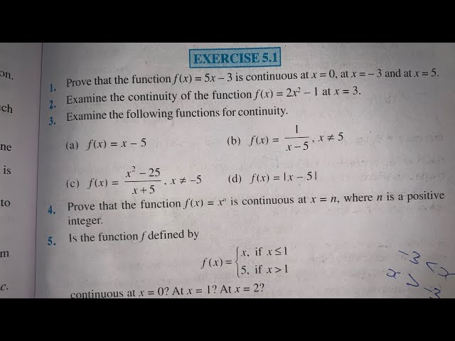 EX 5.1 question no 1 to 3 CBSE CLASS 12th NCERT MATHS SOLUTION OF CONTINUITY AND DIFFERENTIABILITY