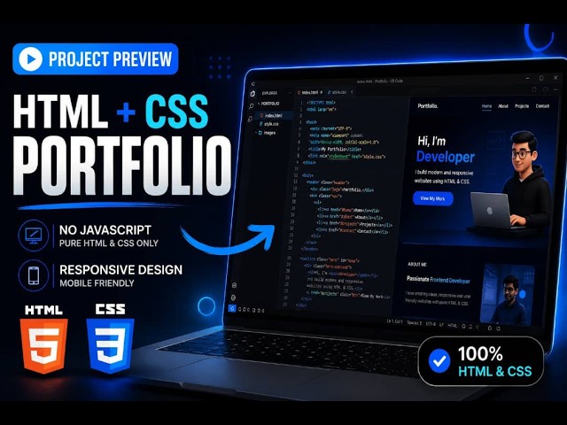 Responsive Portfolio Website | HTML & CSS Only | Project Preview