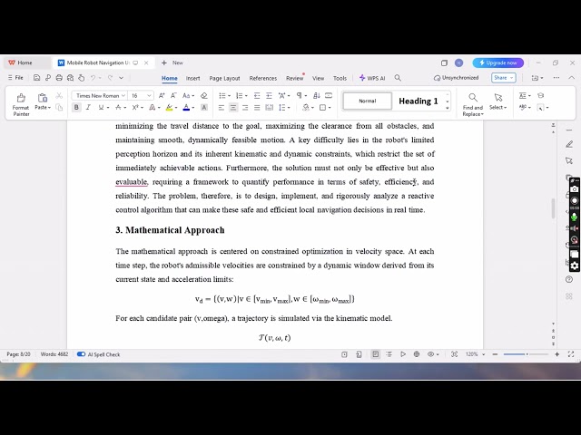 Dynamic Window Approach (DWA) for Mobile Robot Navigation in MATLAB