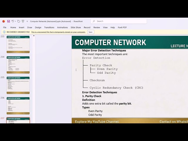Lecture:29|• Computer Network  Switching Error Detection & Correction