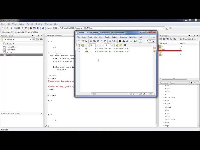 Tutoriel logiciel Matlab : Interface et opérations de base