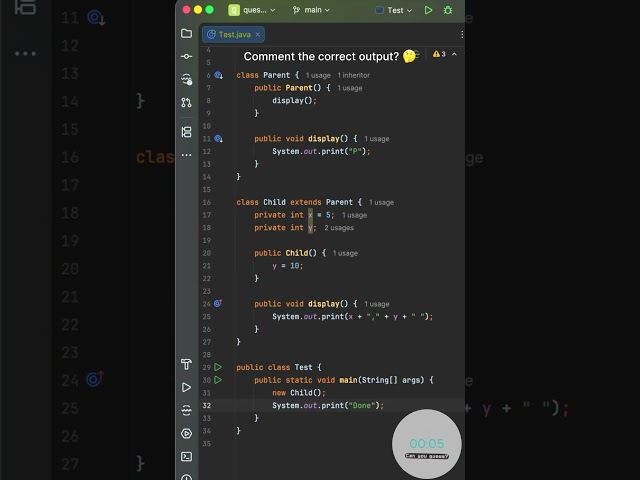 #java #coding #learning #interview #shorts #youtubeshorts Calling Overridden Methods in Constructor!