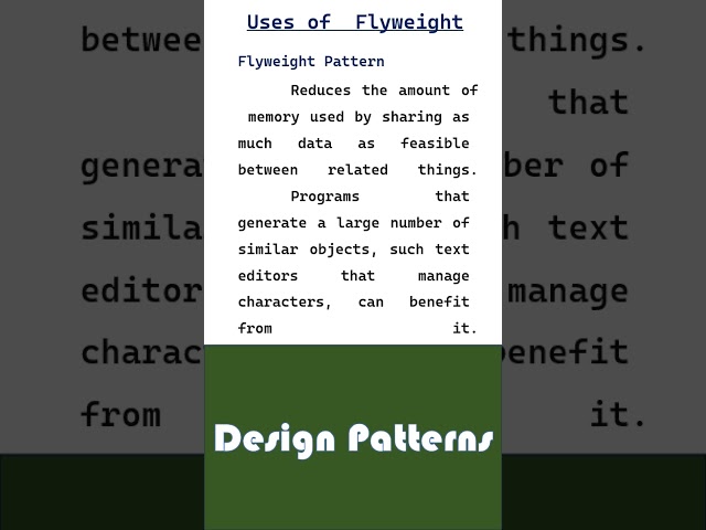 Use of Flyweight Pattern | Design Pattern Explained in Simple Terms #designpatterns