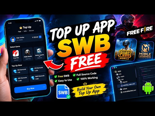 🔥 FREE Top Up App SWB | Full Source Code | Build Your Own Top Up App | Sketchware Pro Tutorial