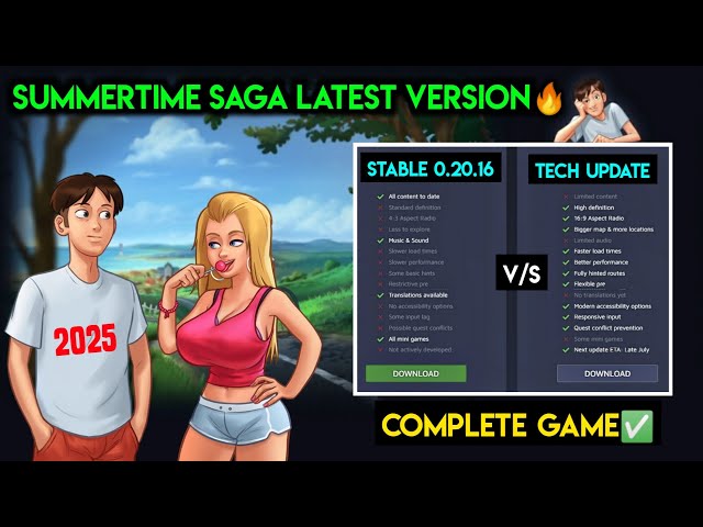 🔴SUMMERTIME SAGA TECH UPDATE PREVIEW 21.0.0 VS STABLE V0.20.16 🔴 WHICH IS COMPLETE GAME ?
