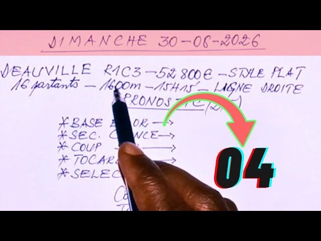 QUINTÉ+ DU JOUR 30/08/2026 | PRONOSTIC PMU SÛR  BASES EN OR – TOCARDS  DEAUVILLE R1C3 
