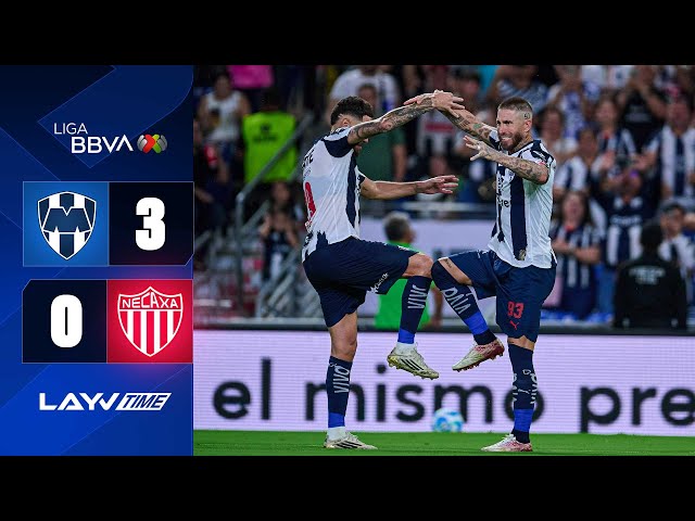 RESUMEN y GOLES: Monterrey 3 - 0 Necaxa | Liga Mx - J6 AP 2025 | Layvtime