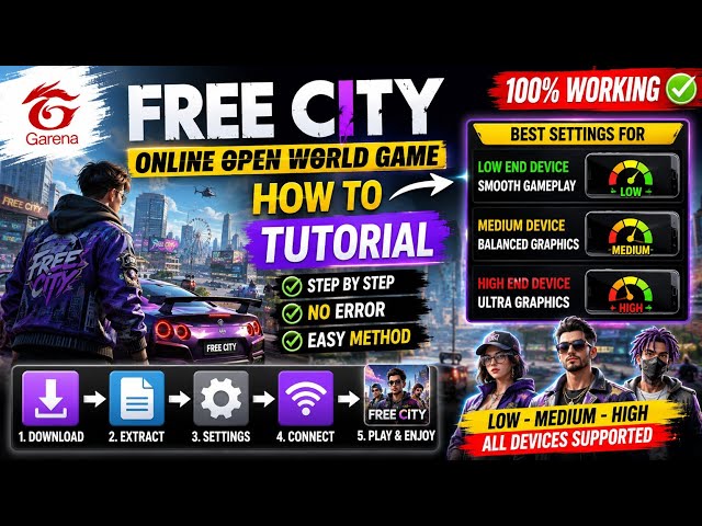Garena Free City 🔥 100% Working Tutorial | Low, Medium & High-End Devices