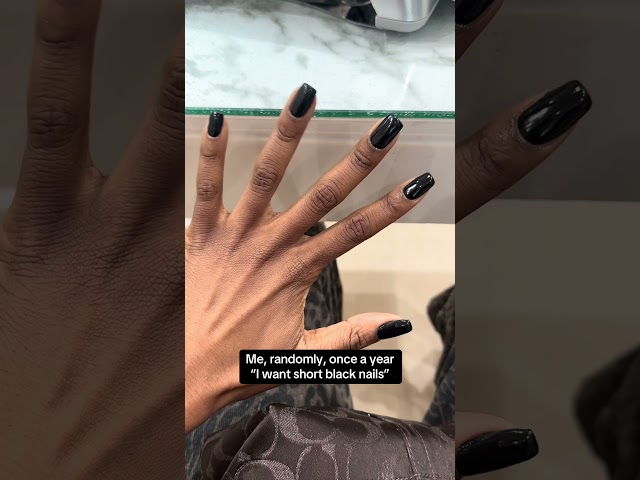 Short black nails, clean and classic 🖤✨ #BlackGirlNails #ShortNails #MelaninBeauty #nailinspo
