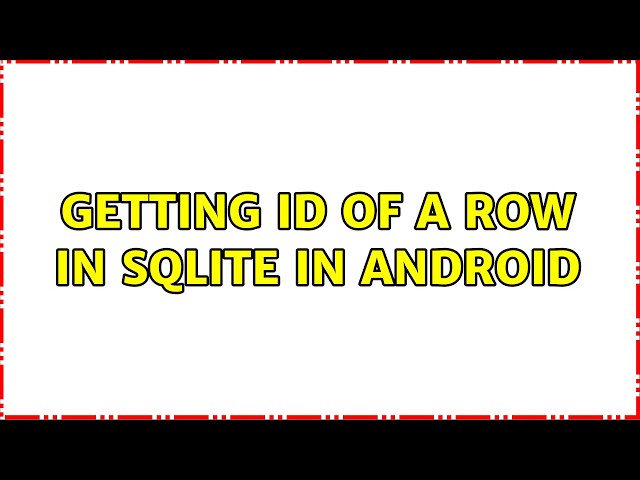 Getting id of a row in SQLite in android