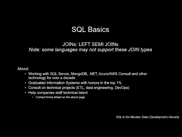 SQL Basics: How To Use A LEFT SEMI JOIN and Why