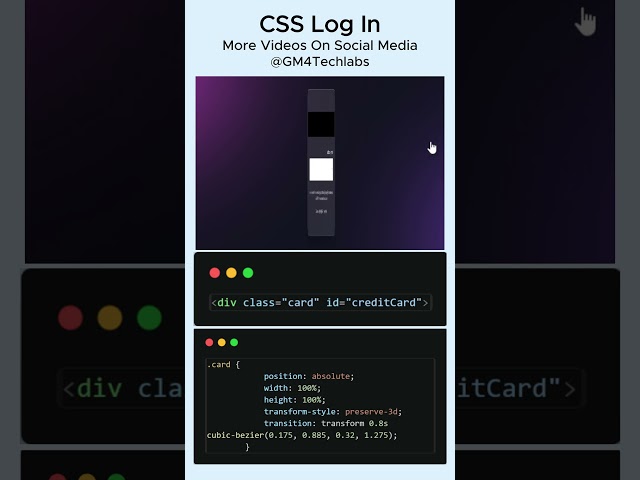 Interactive 3D Glassmorphism Credit Card Flip Animation | HTML CSS & JavaScript Tutorial