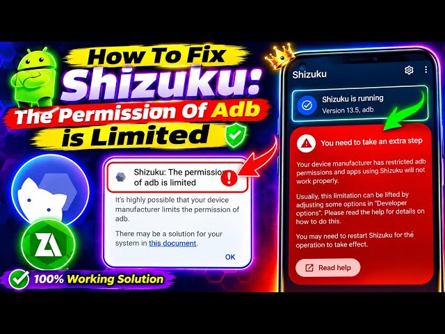 🔥 How To Fix Shizuku “ADB Permission Is Limited” Error | 100% Working Solution for Android 2026 🚀