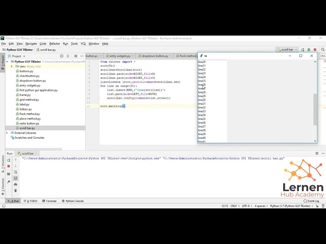 ScrollBar In Tkinter GUI | Python Tkinter GUI Tutorial | How to create ScrollBar in Tkinter?
