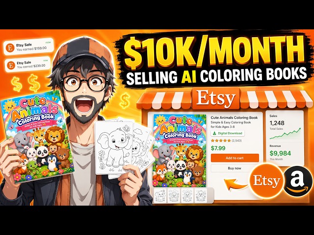 How to Make $10K/Month Selling AI Coloring Books on Etsy & Amazon (Step-by-Step)