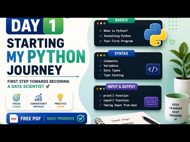 My First Day Coding: Python Basics + FREE Roadmap Inside