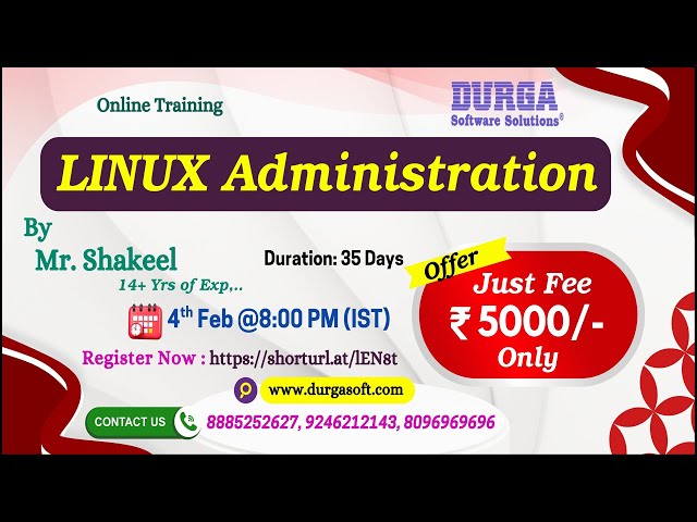 LINUX Administration Online Training @ DURGASOFT