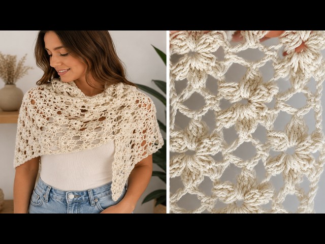 CHAL 'MAR DE FLORES' A CROCHET — TUTORIAL FÁCIL PARA PRINCIPIANTES ( PASO A PASO  ) 
