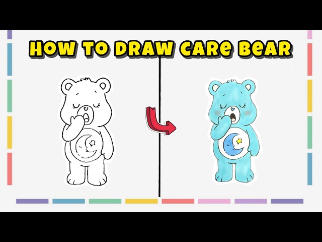 How to Draw Bedtime Care Bear – Cute Tutorial with Colors