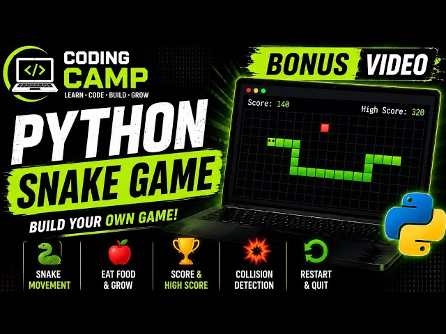 Python Snake Game Tutorial | Build a Complete Snake Game with Pygame