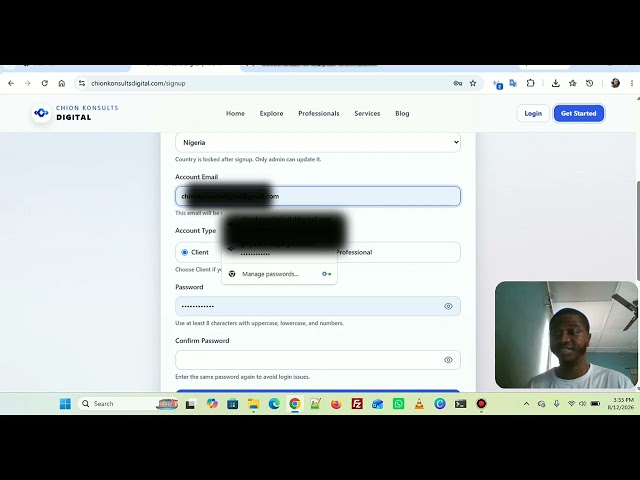 Part 1: Creating a Professional freelance account on Chion Konsults Digital. 