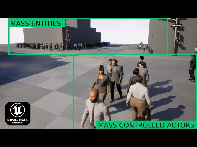 MassFramework - Crowd Simulation sample in City Sample project | Unreal Engine 5