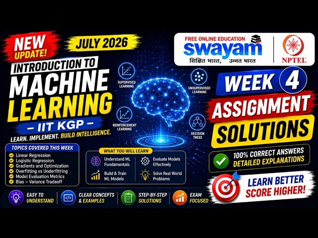 Introduction to Machine Learning – IIT KGP Week 4 Assignment Answers 2026 | NPTEL July 2026