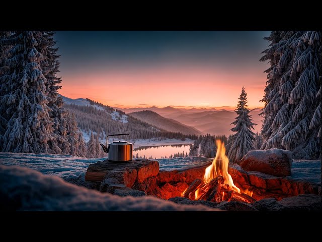 ☀️ Coffee at Sunrise ☕ | Campfire Ambience & Birds Singing | 12-Hour ASMR