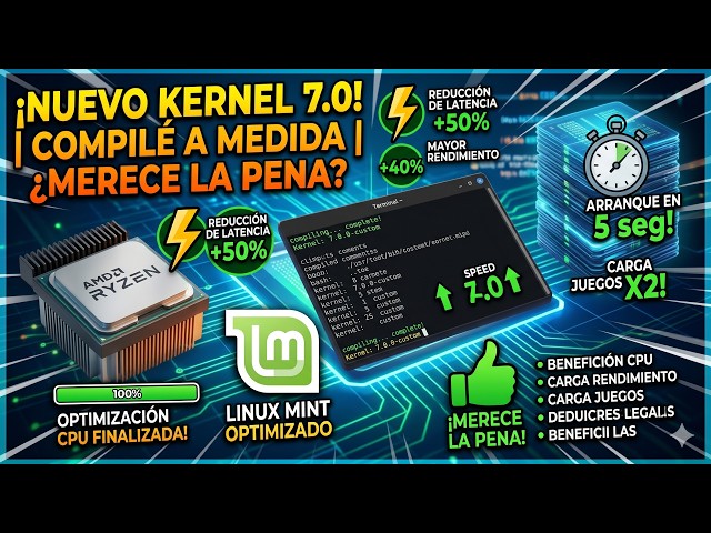Compilé el Kernel Linux 7.0 a medida para mi CPU en Linux Mint 🧠⚡ (¿merece la pena?)