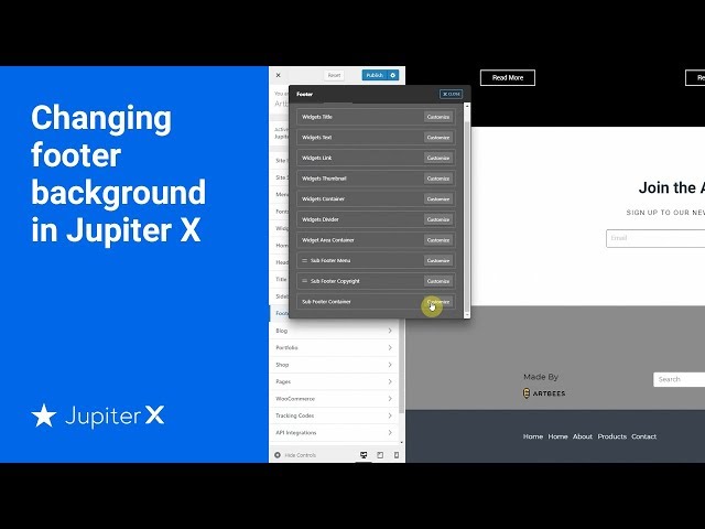 Changing footer background in Jupiter X