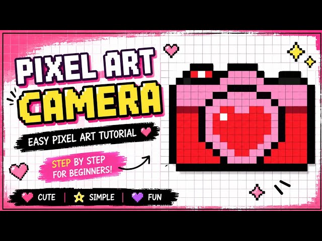 Easy Camera Pixel Art Tutorial 📷 | Step-by-Step Pixel Art for Beginners