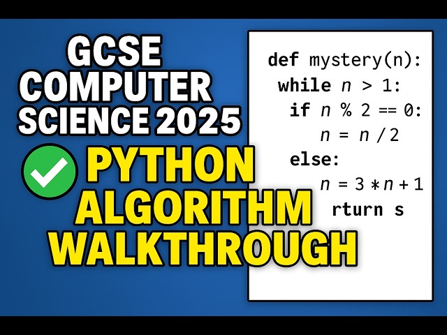 Beginners Tutorial GCSE Computer Science 2025 Python Walkthrough Question (WHILE Loops & Nested IFs)
